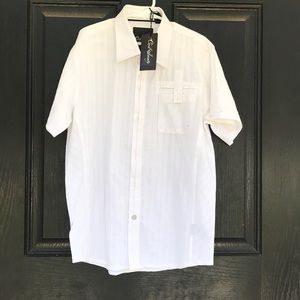 Basic white button up collar top
